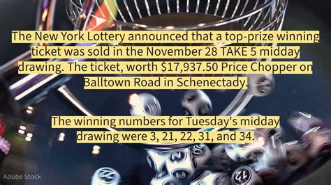 $17K TAKE 5 winning ticket sold in Schenectady